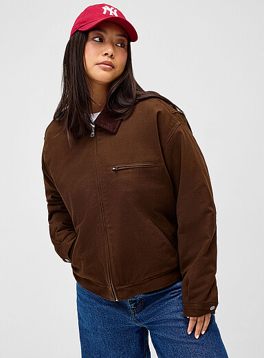 Le manteau travailleur twill col velours c&ocirc;tel&eacute;