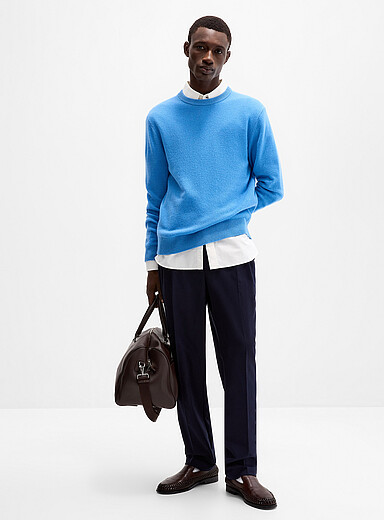 Le 31 Navy/Midnight Blue Soft pleated twill pant <b>Reykjavik fit - Tapered with pleats</b> for men