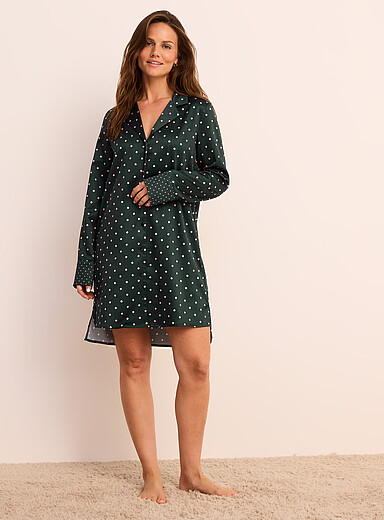 Miiyu Green and Pink Flowing satiny nightshirt for women