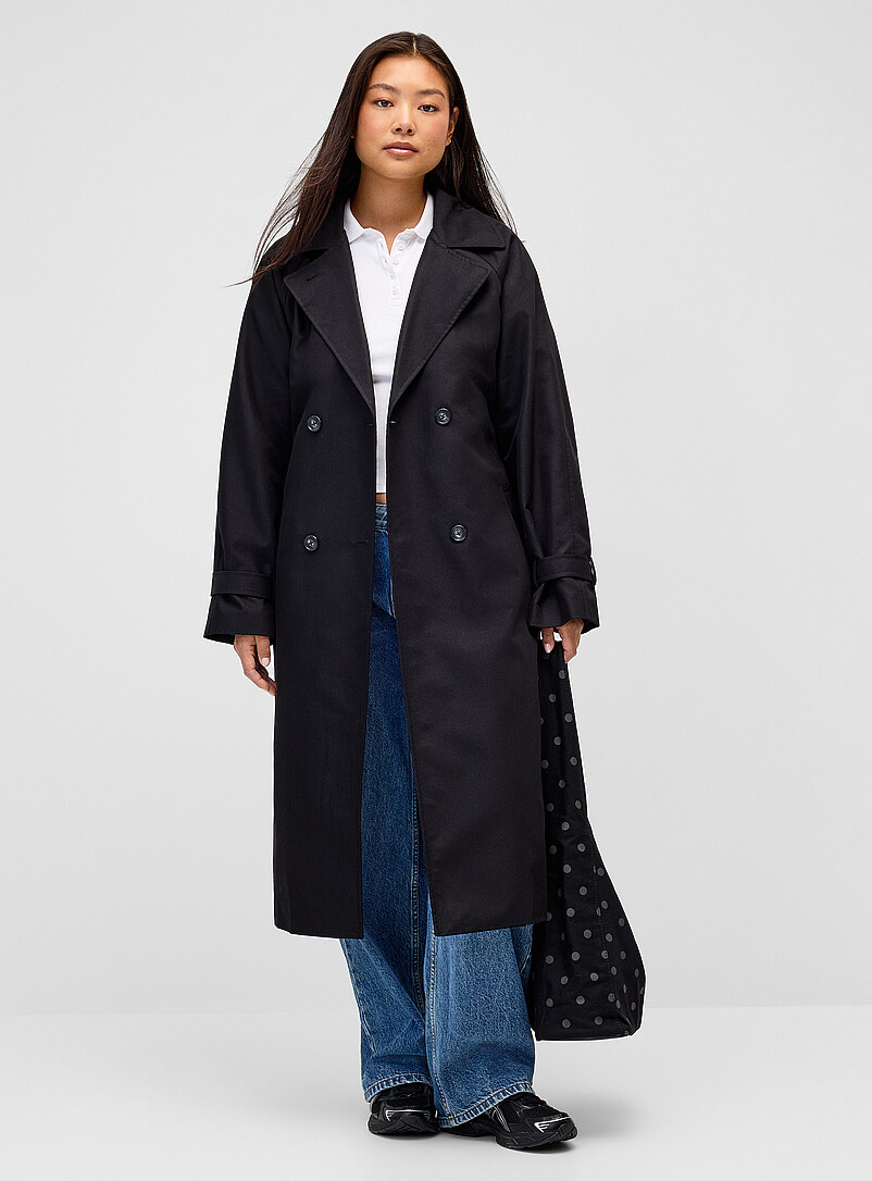 Marbled-button twill trench product image (primary)