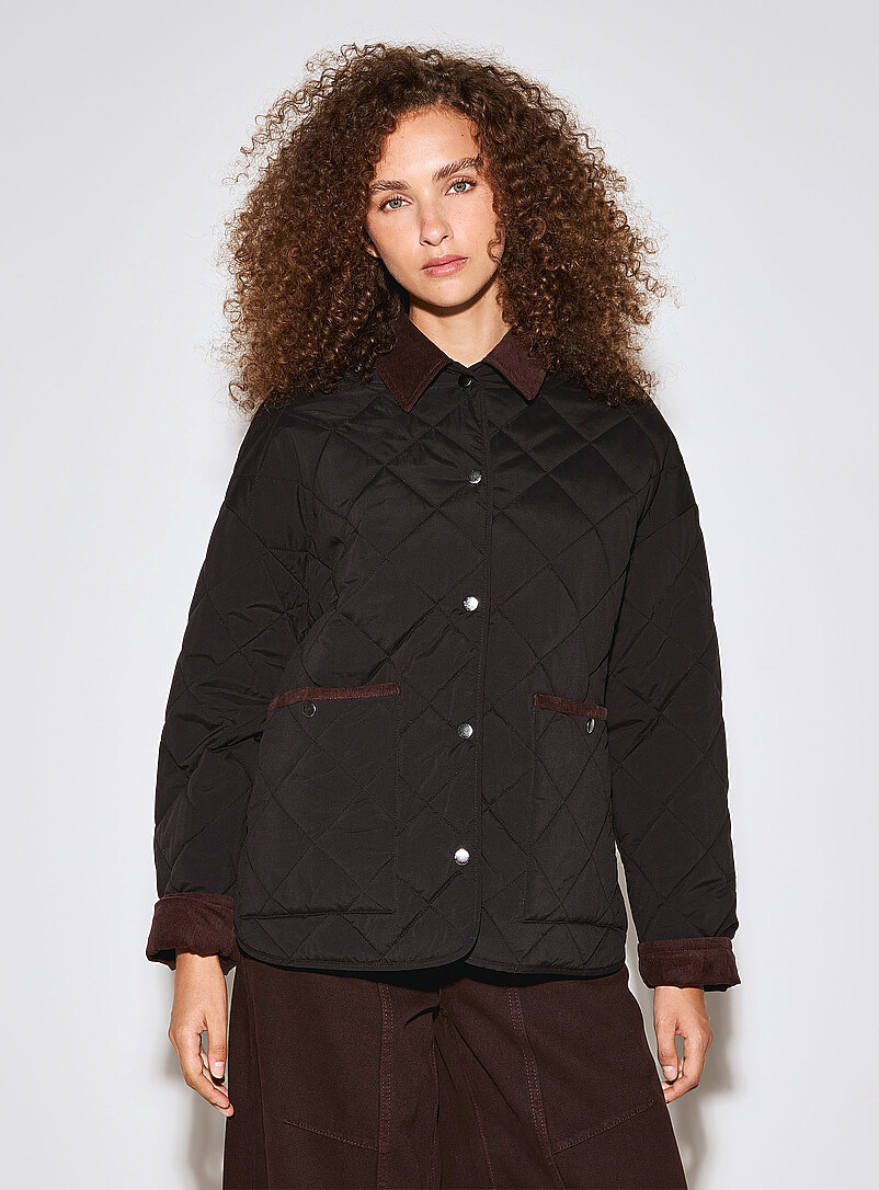 Corduroy-trimmed diamond-quilted jacket product image 2