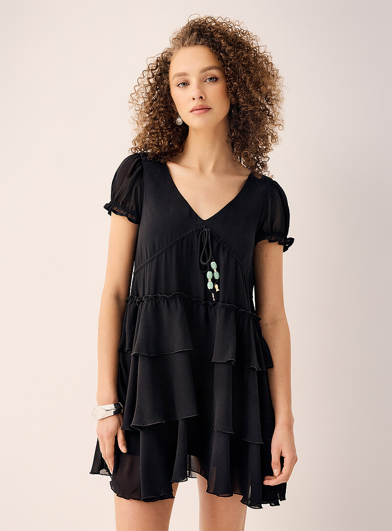 Charm cord tiered chiffon dress product image (primary)