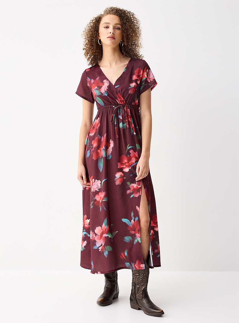 Crossover Neckline Crepe Maxi Dress
