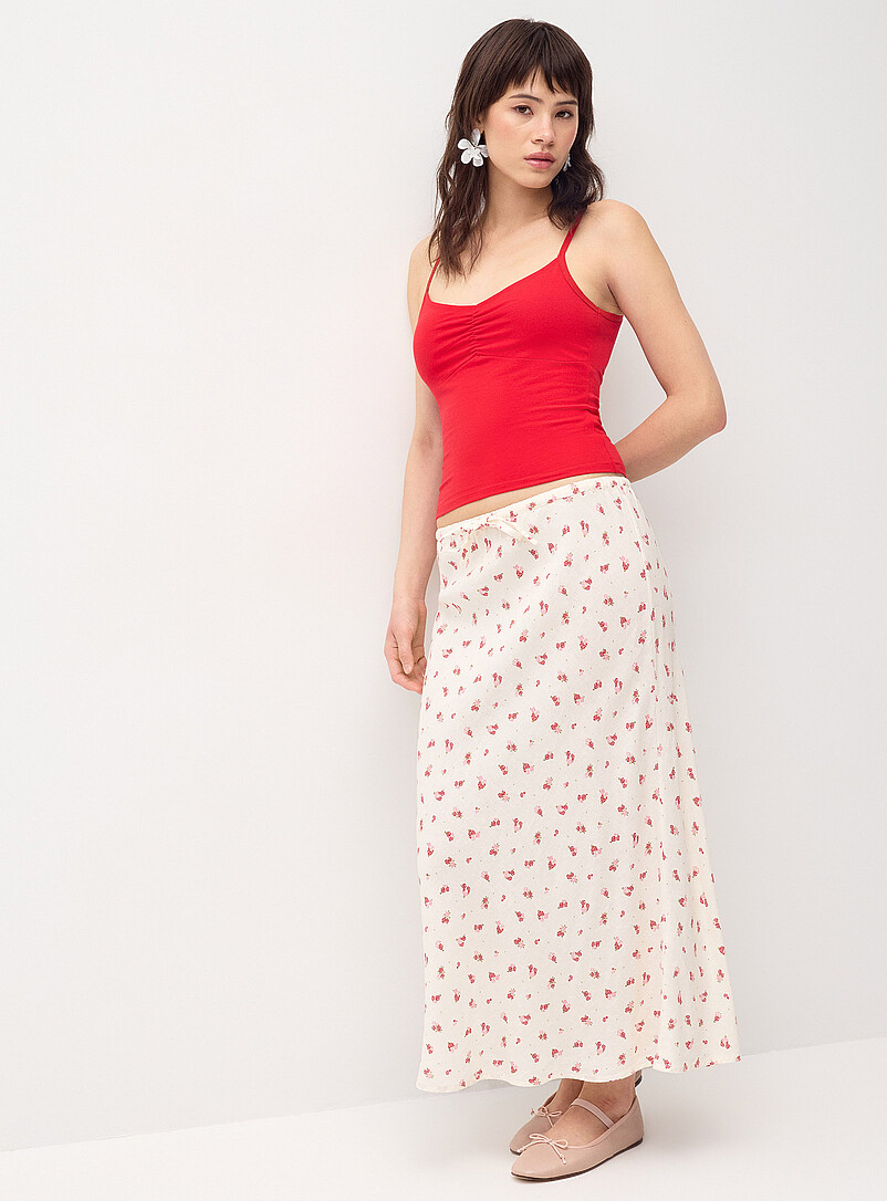 Linen Blend Midi Skirt