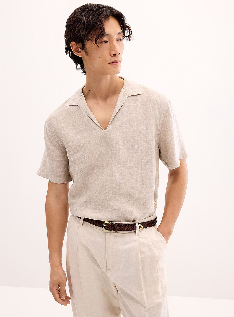100% European linen Johnny collar shirt Comfort fit product image 2