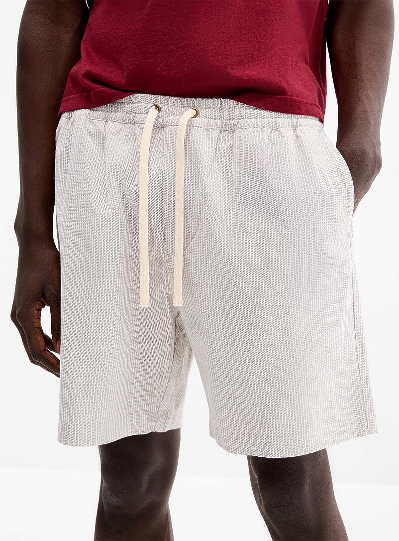 Striped textured twill short product image 2