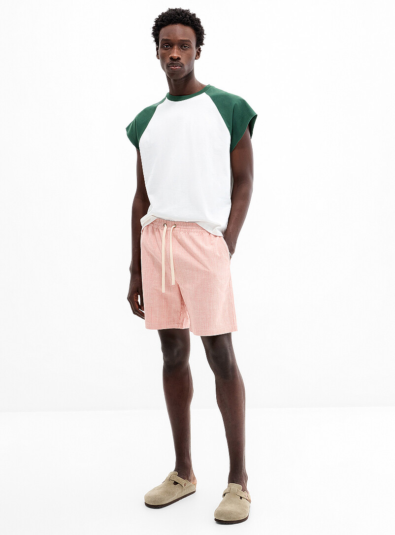 Striped Textured Twill Short