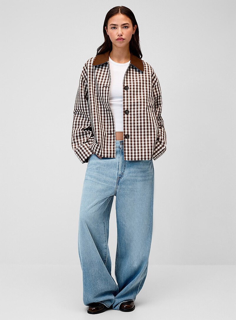 Patterned cropped trench coat product image 2