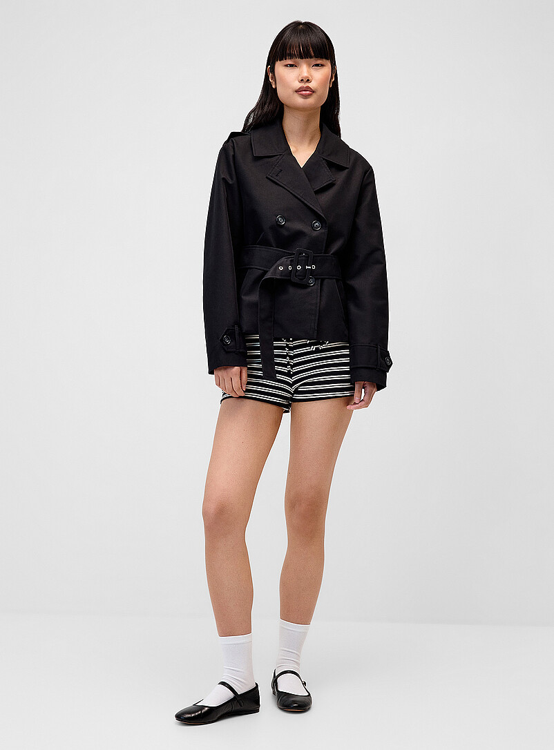 Eyelet belt short trench coat product image 2