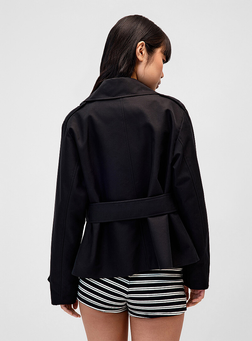 Eyelet belt short trench coat product image 3