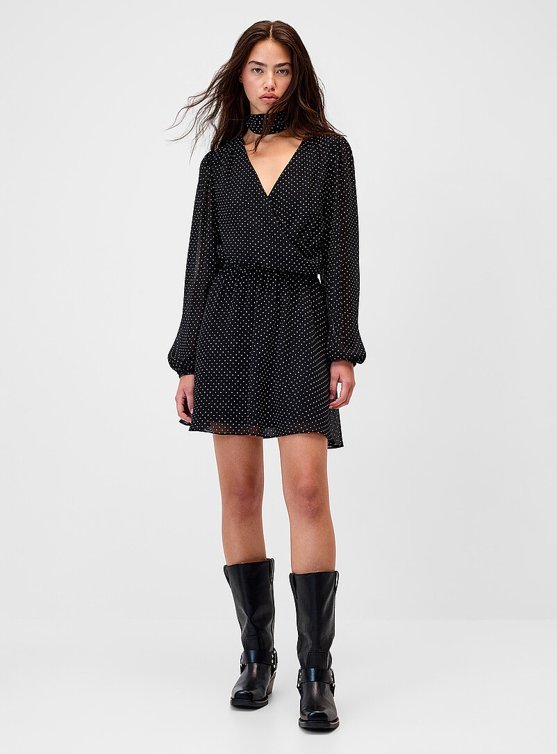 Scarf-collar crossover dress product image (primary)