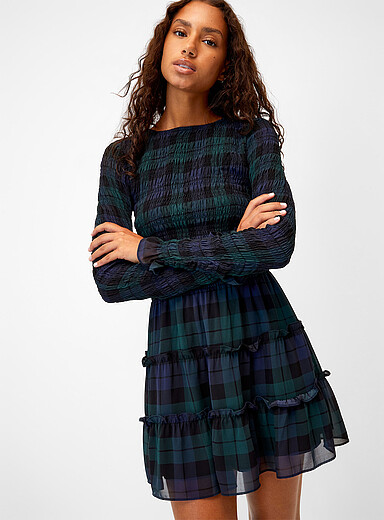 Smocked chiffon minidress