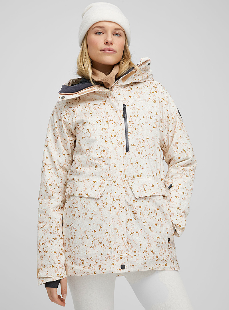 Salomon Patterned Ecru Stance Cargo mineral pattern coat Regular fit for women