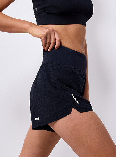 Salomon Black Sense Aero stretch ripstop split short 4" length for women