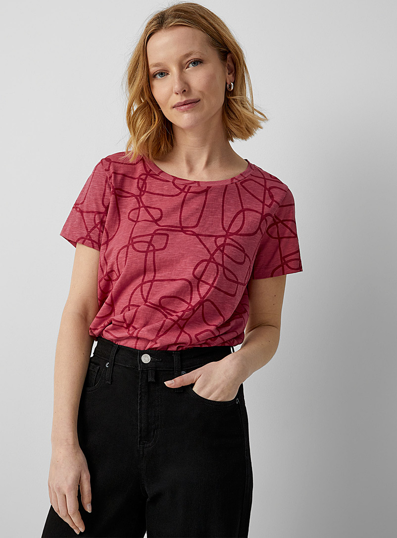 Contemporaine: Le t-shirt motif artistique Rose pour femme