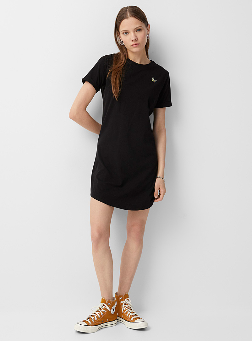 Twik Dark Grey Organic cotton rolled-sleeve T-shirt dress for women