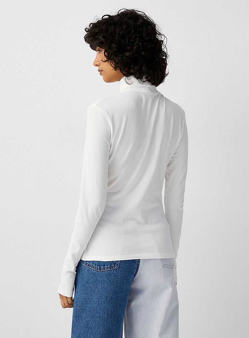 Twik Medium Brown Organic cotton turtleneck T-shirt for women