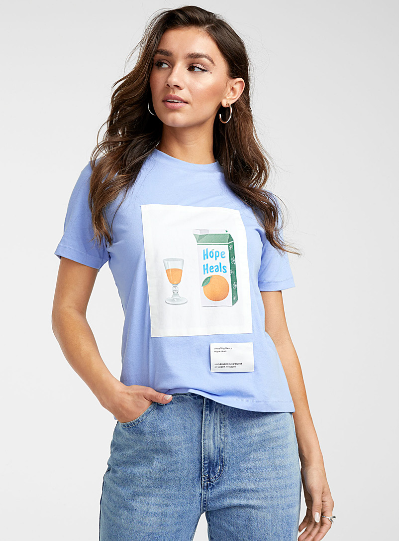 Icône: Le t-shirt oeuvre d'art coton bio Bleu pour femme