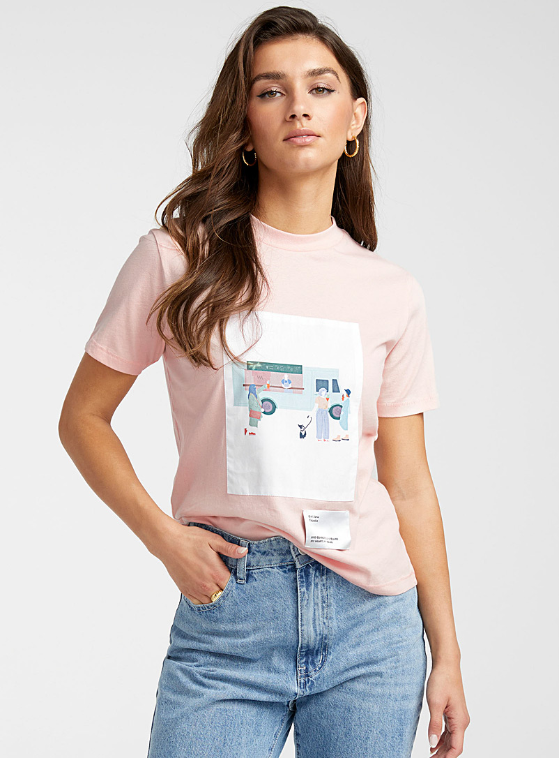 Icône: Le t-shirt oeuvre d'art coton bio Rose pour femme