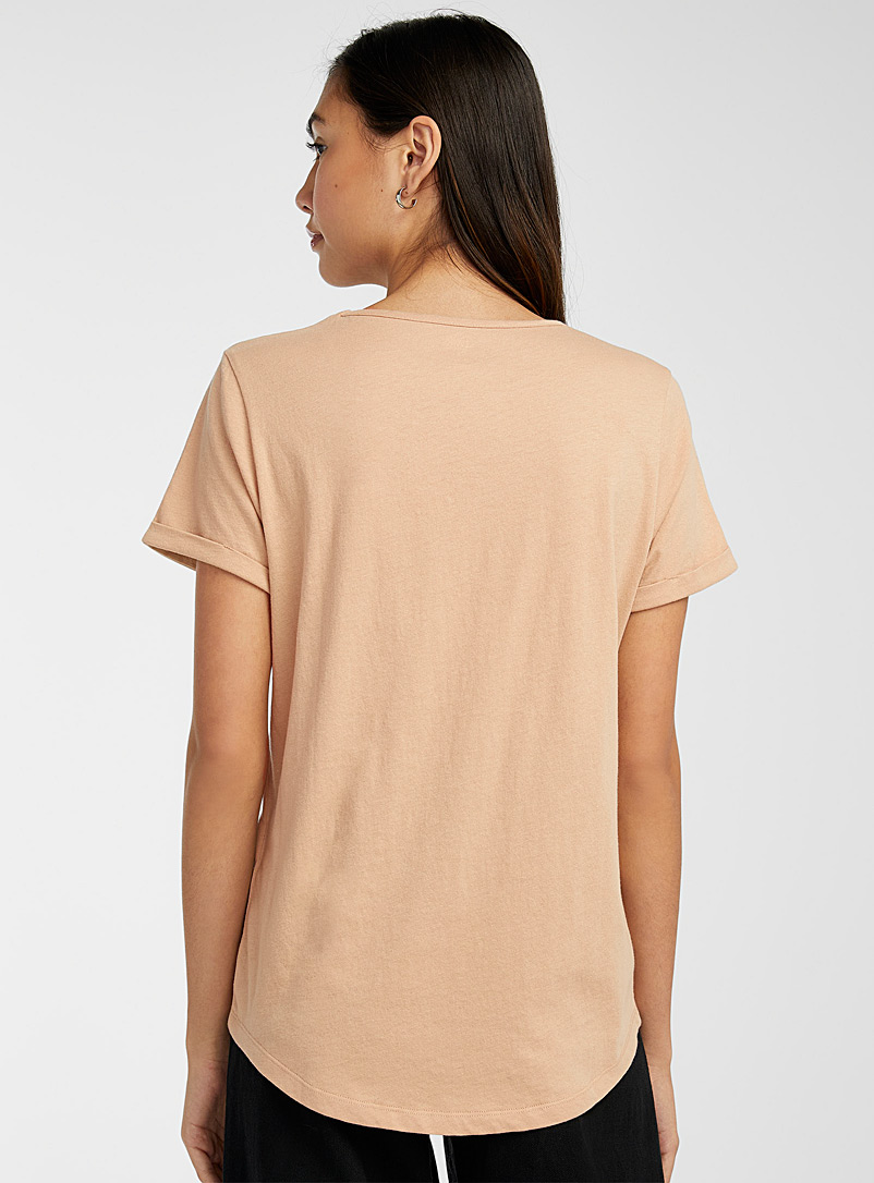 Twik: Le t-shirt poche imprimée coton bio Charbon pour femme