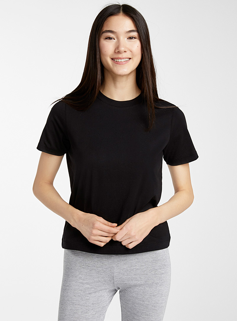 Miiyu x Twik: Le t-shirt uni col rond coton bio Noir pour femme