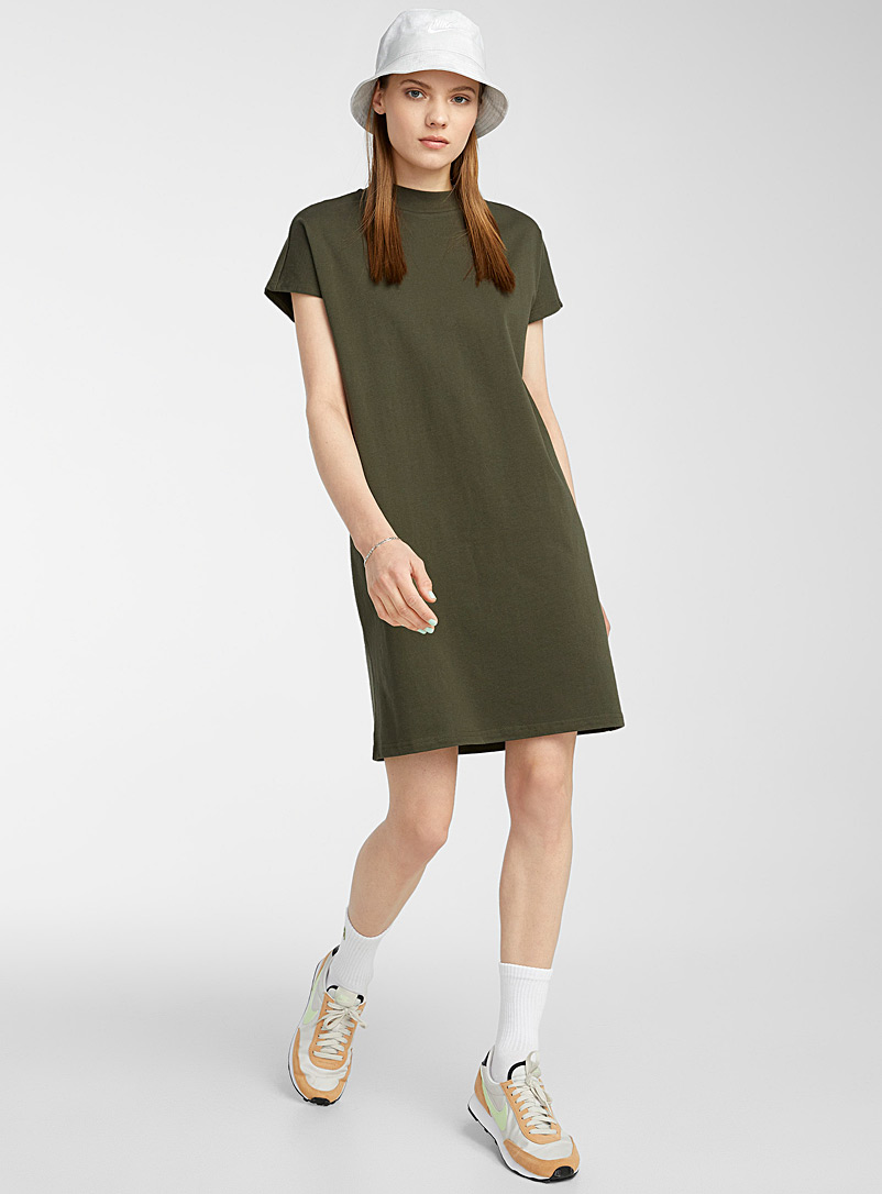 Twik Bottle Green Organic cotton T-shirt dress for women