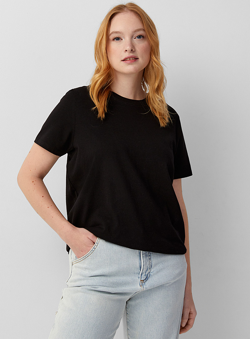 Twik Black Boxy recycled cotton tee for women