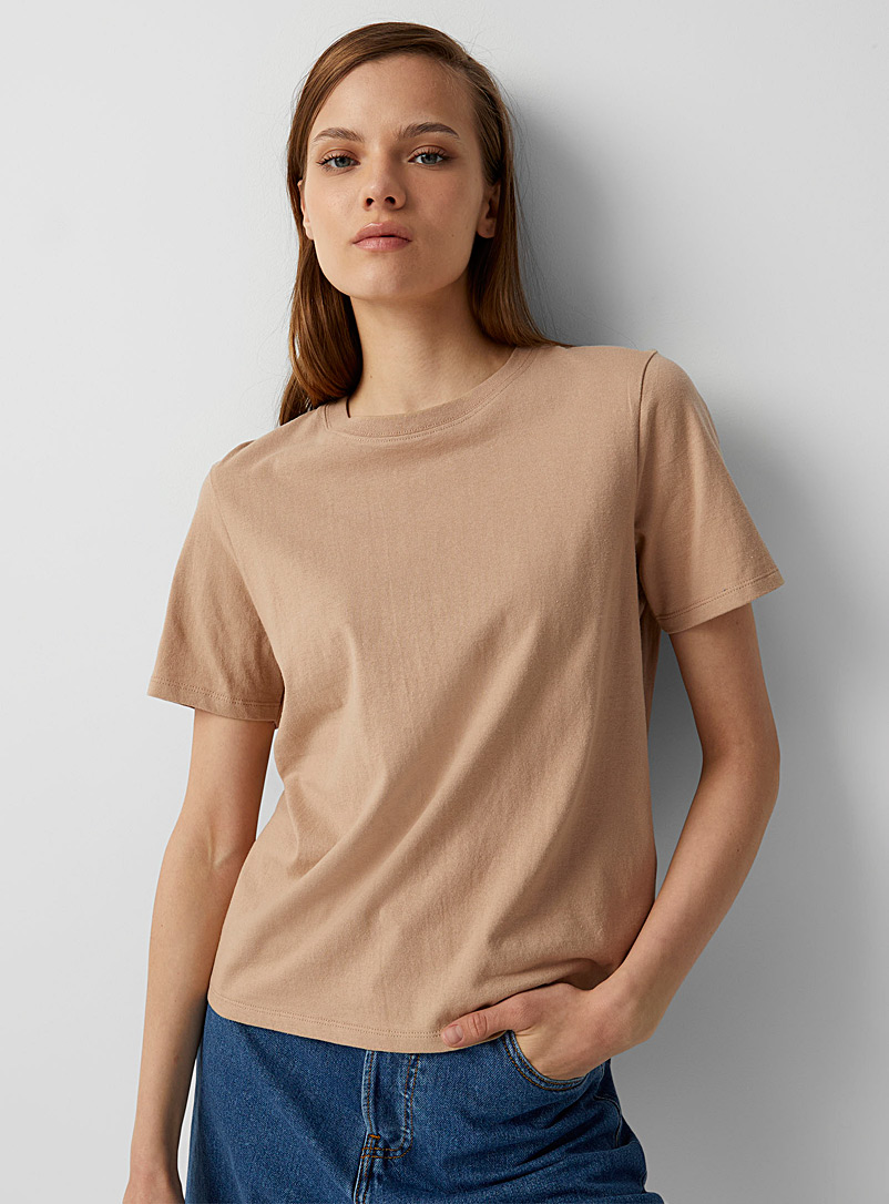 Twik: Le t-shirt carré coton recyclé Sable pour femme