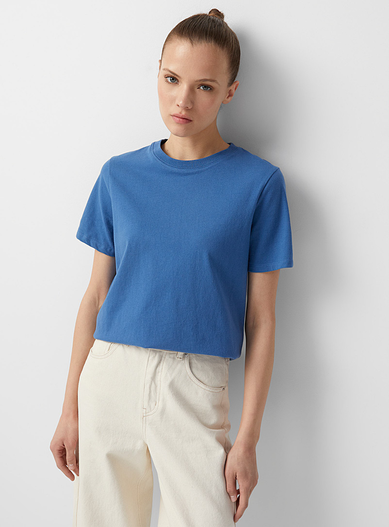 Twik: Le t-shirt carré coton recyclé Bleu moyen-ardoise pour femme
