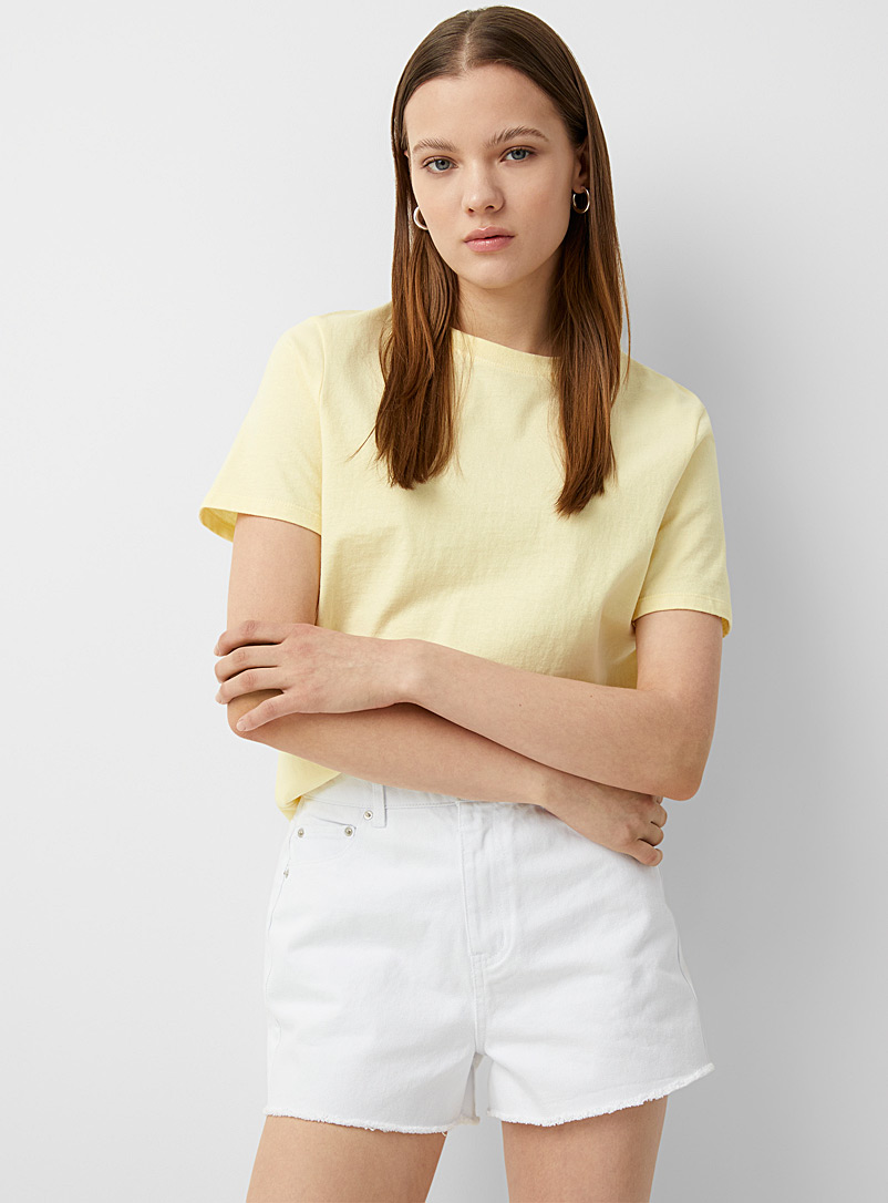 Twik Light Yellow Boxy recycled cotton tee for women