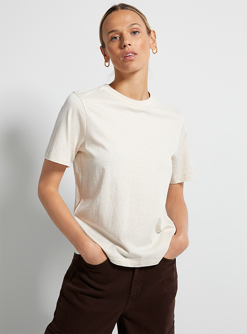 Icône Ecru/Linen Organic cotton boxy T-shirt for women