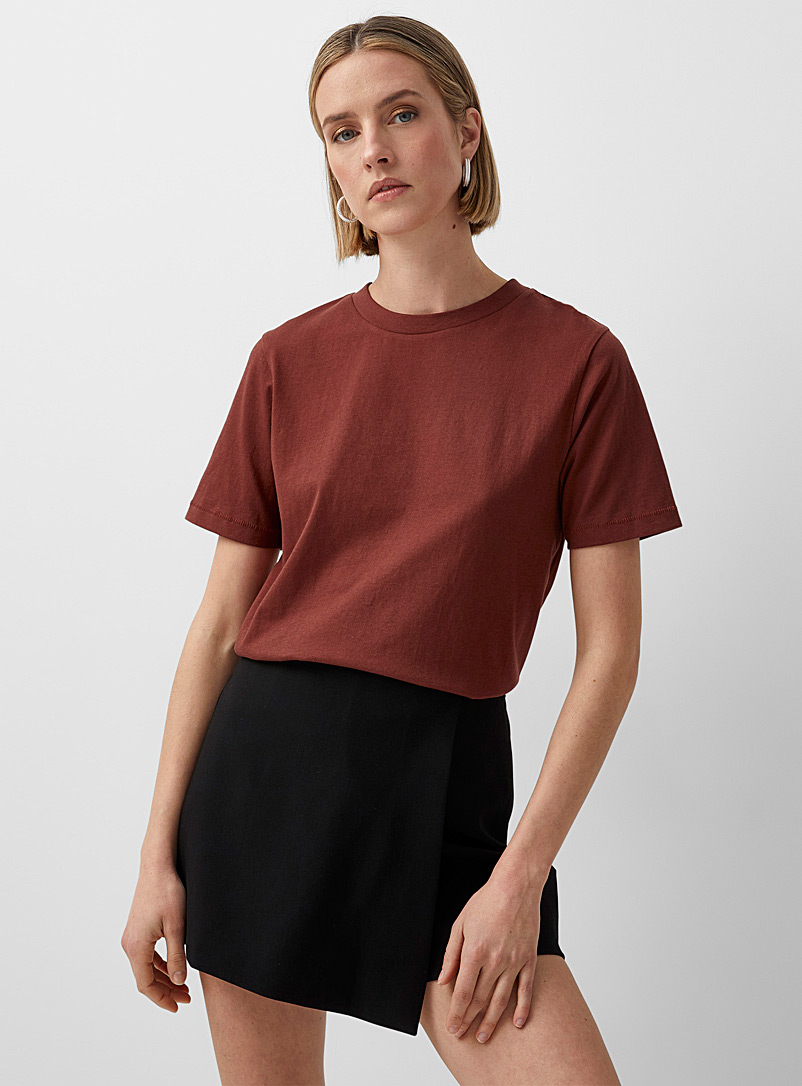 Icône: Le t-shirt carré coton bio Brun pâle-taupe pour femme