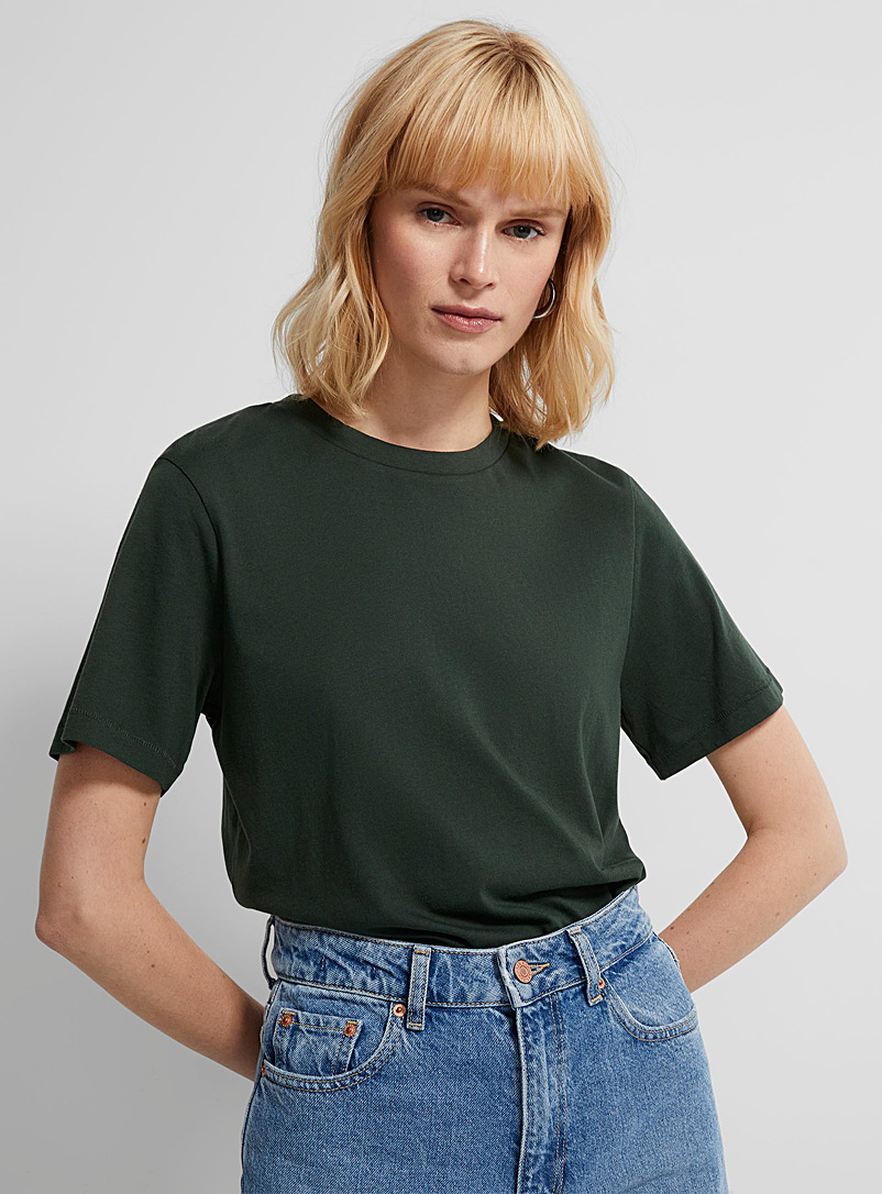 Icône: Le t-shirt carré coton bio Vert pour femme