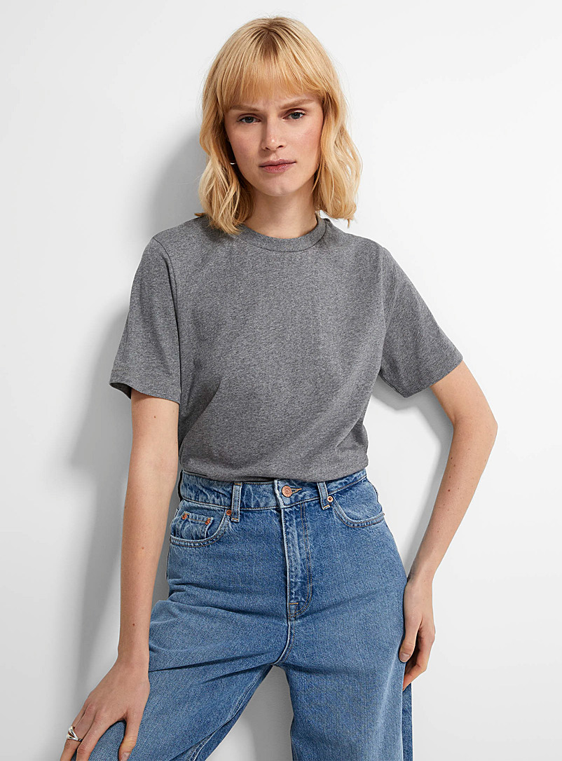 Icône Heather Grey Organic cotton boxy T-shirt for women