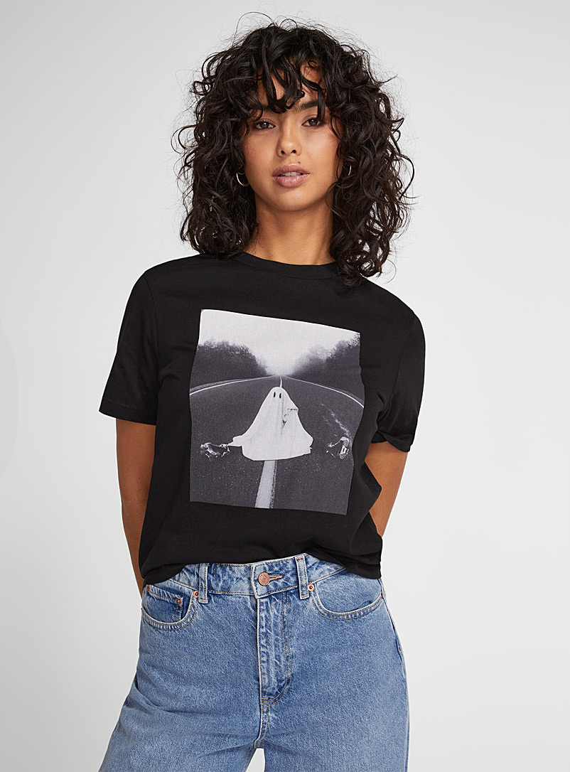 Icône Dark Grey Illustrated organic cotton T-shirt for women