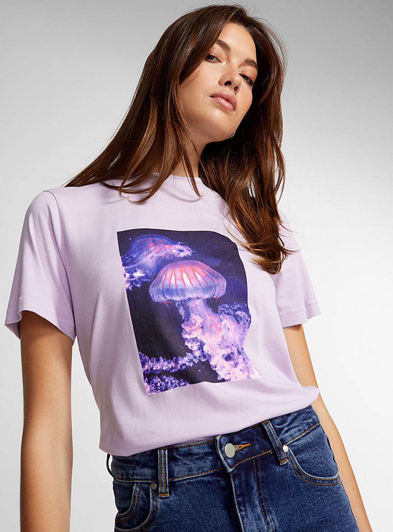 Icône: Le t-shirt illustré coton bio Violet pour femme