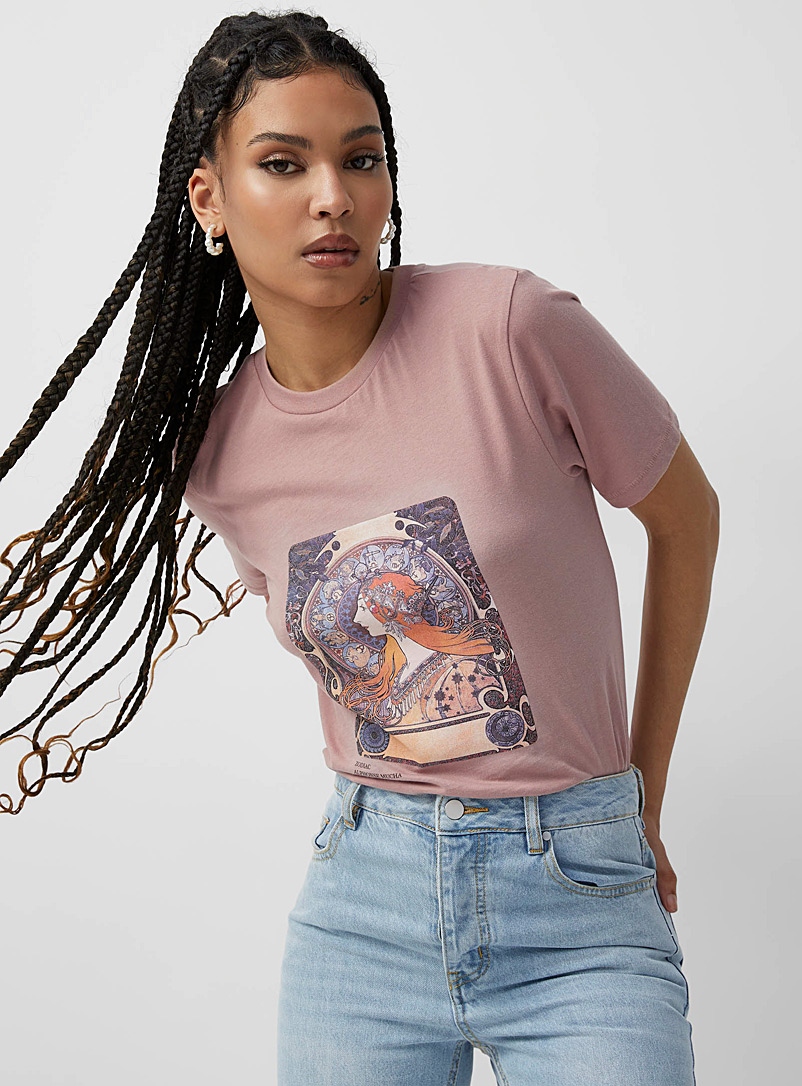 Icône Pink Illustrated organic cotton T-shirt for women