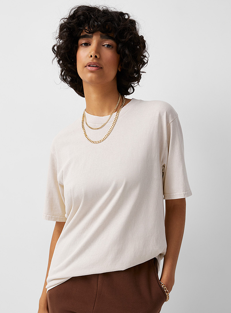 Twik: Le t-shirt délavé coton bio Beige crème pour femme