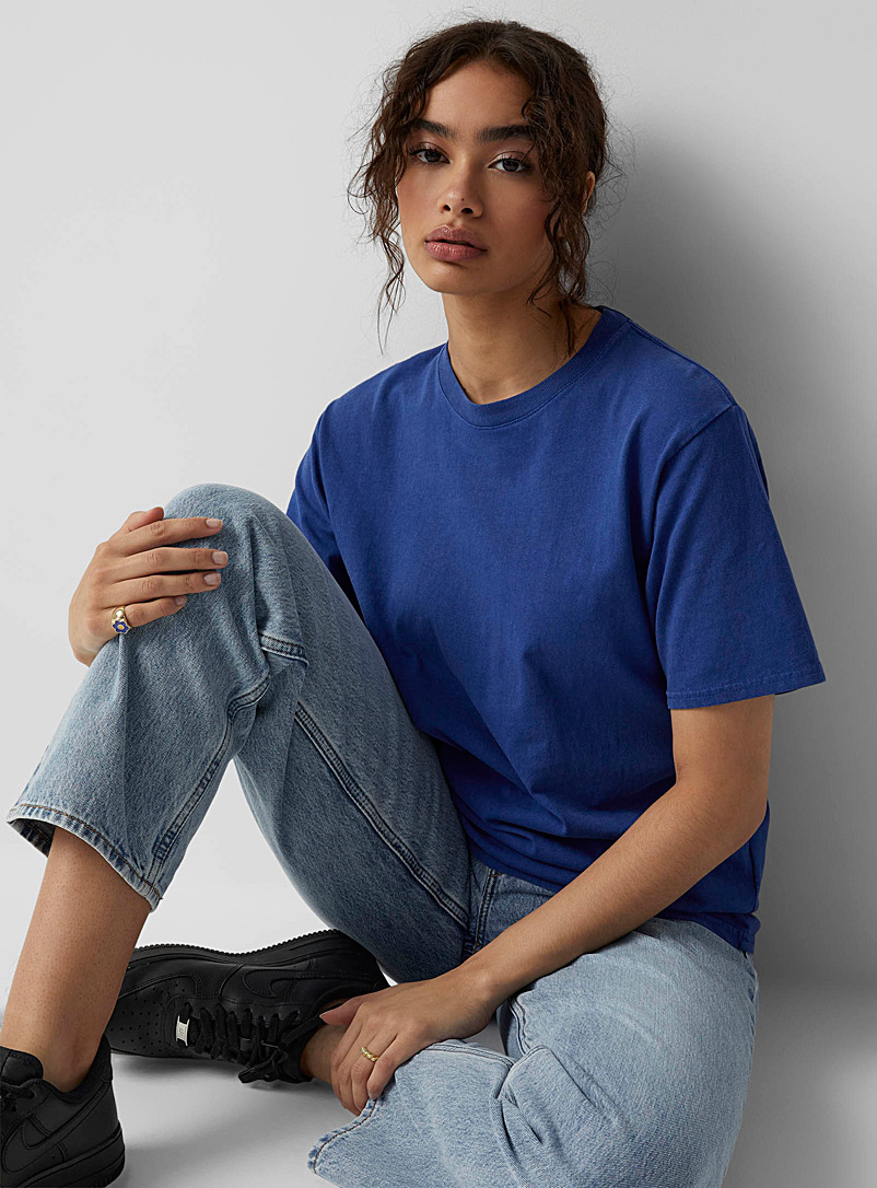 Twik: Le t-shirt délavé coton bio Bleu pour femme