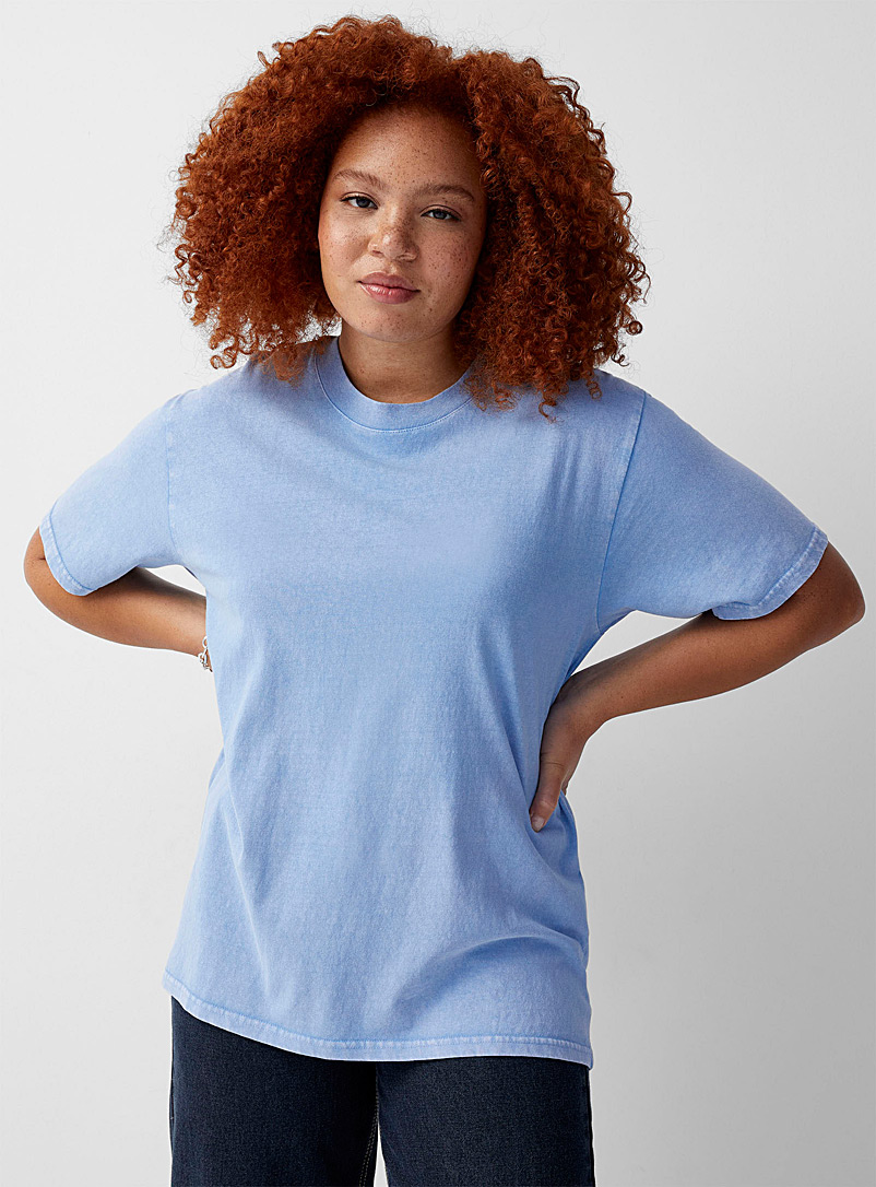 Twik: Le t-shirt délavé coton bio Bleu pâle-bleu poudre pour femme