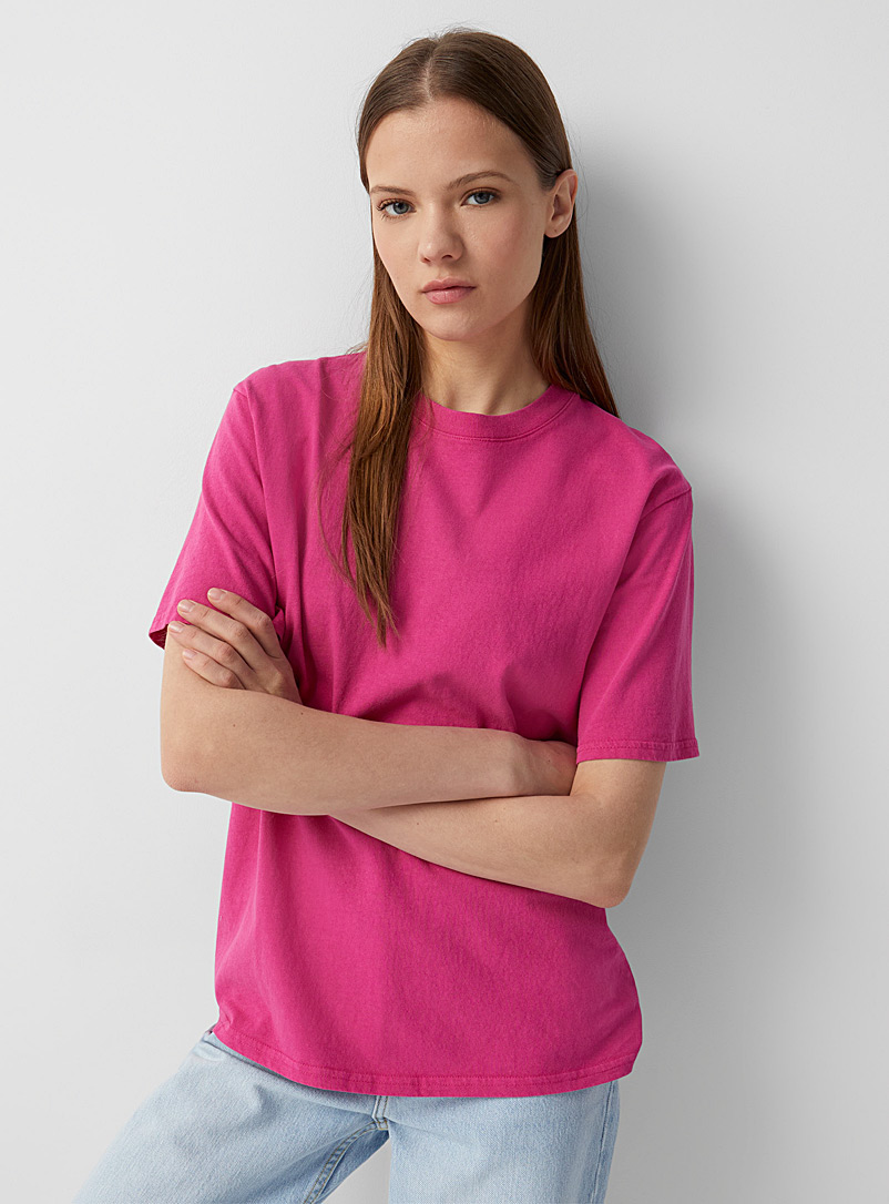 Twik: Le t-shirt délavé coton bio Rouge moyen-framboi-ceris pour femme