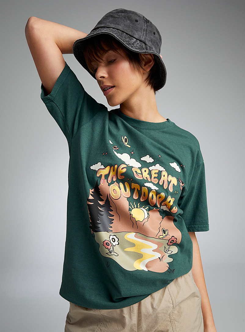 Twik: Le t-shirt ample délavé et imprimé Assorti pour femme