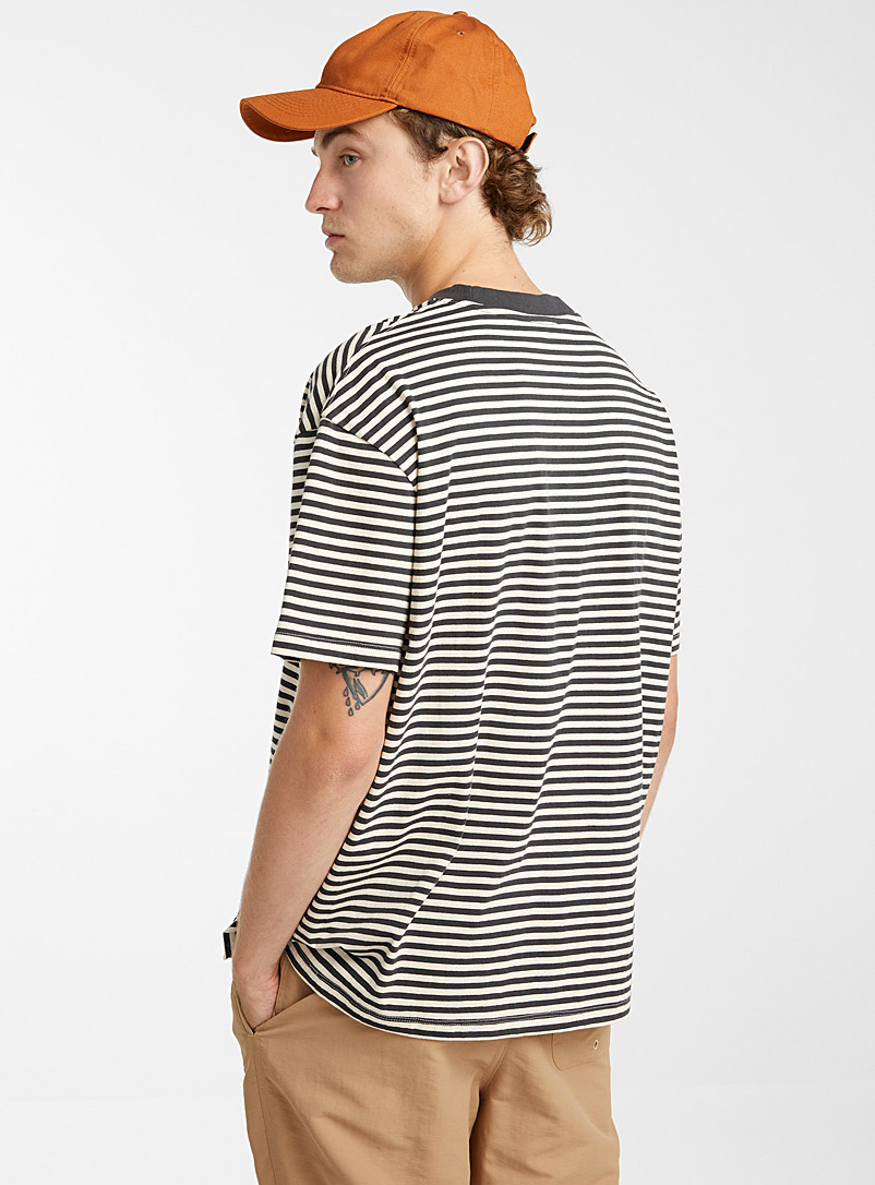 Djab Orange Embroidered twin-stripe T-shirt for men
