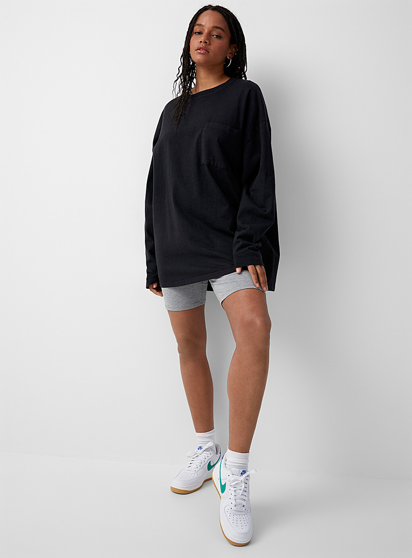 Twik Black Ultra-oversized washed-finish T-shirt for women