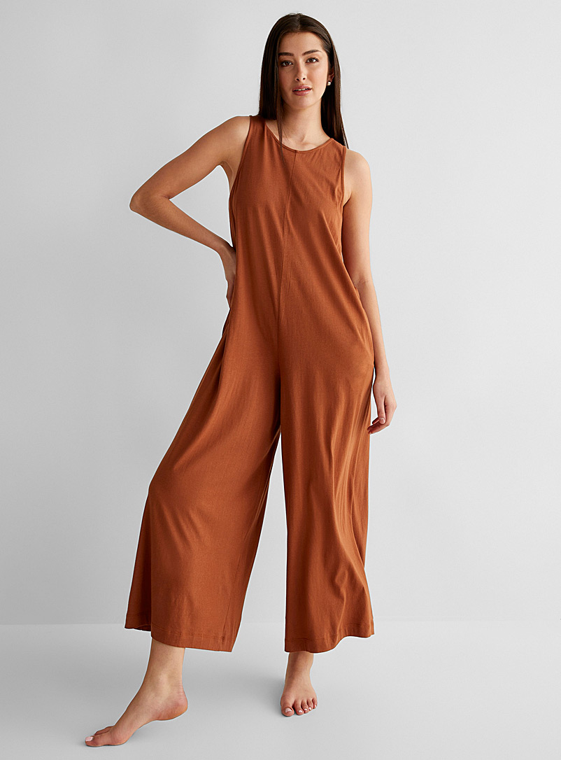 Simons Medium Brown Organic cotton wide-leg jumpsuit for women