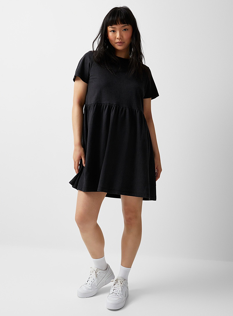 Twik Black Faded organic cotton babydoll dress for women