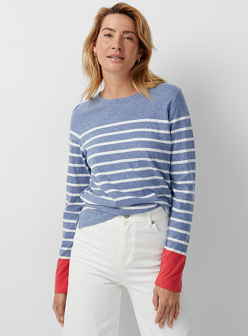 Contemporaine Baby Blue Accent-cuff sailor tee for women