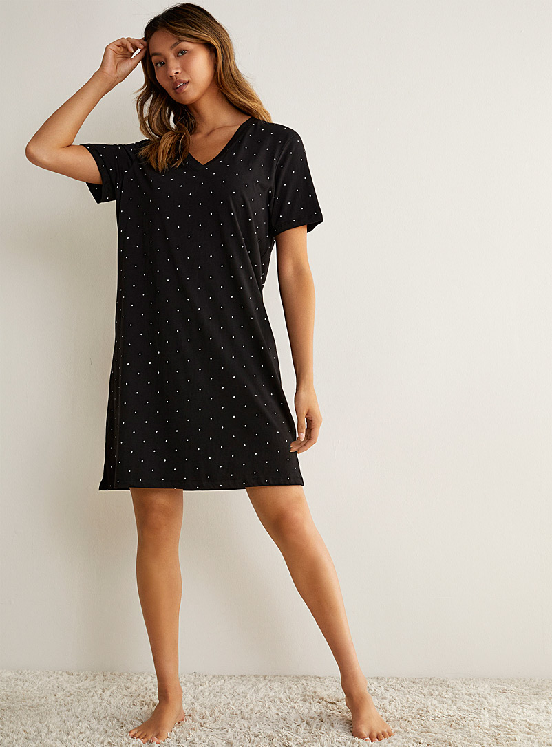 Miiyu Black Patterned nightgown for women
