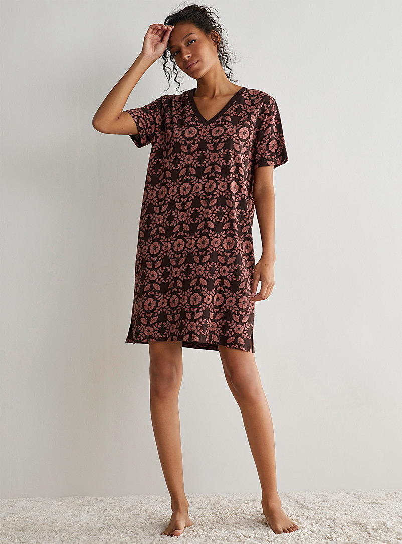Miiyu Dark Brown Patterned nightgown for women