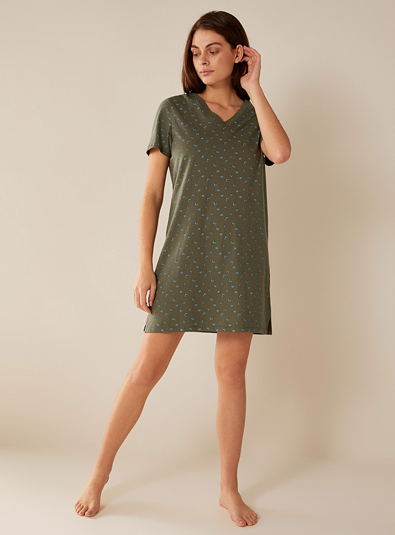 Miiyu Bottle Green Patterned nightgown for women